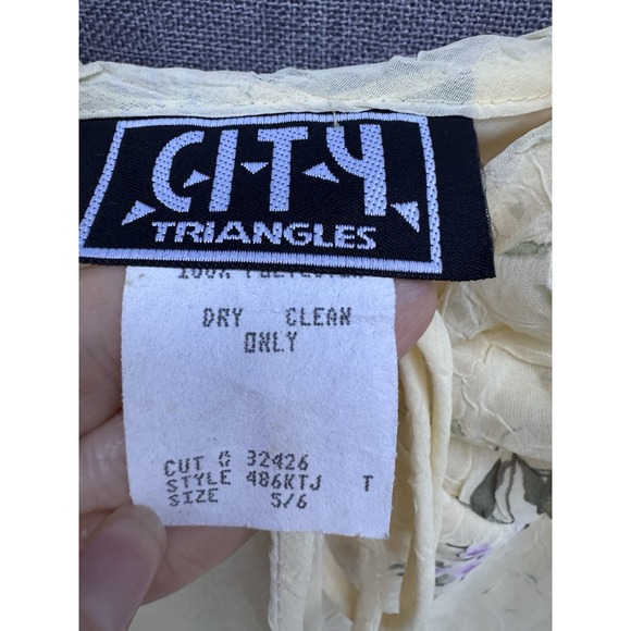 Vintage Dress Sz 5/6 Floral Yellow Fairy Y2K Midi Romantic Coquette - Picture 2 of 6